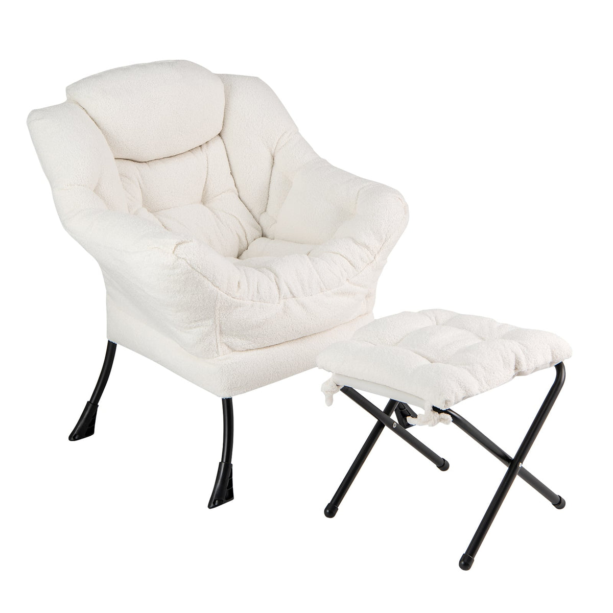 Modern Accent Chair With Folding Footrest, Head Pillow, Beige Accent Chairs at Gallery Canada