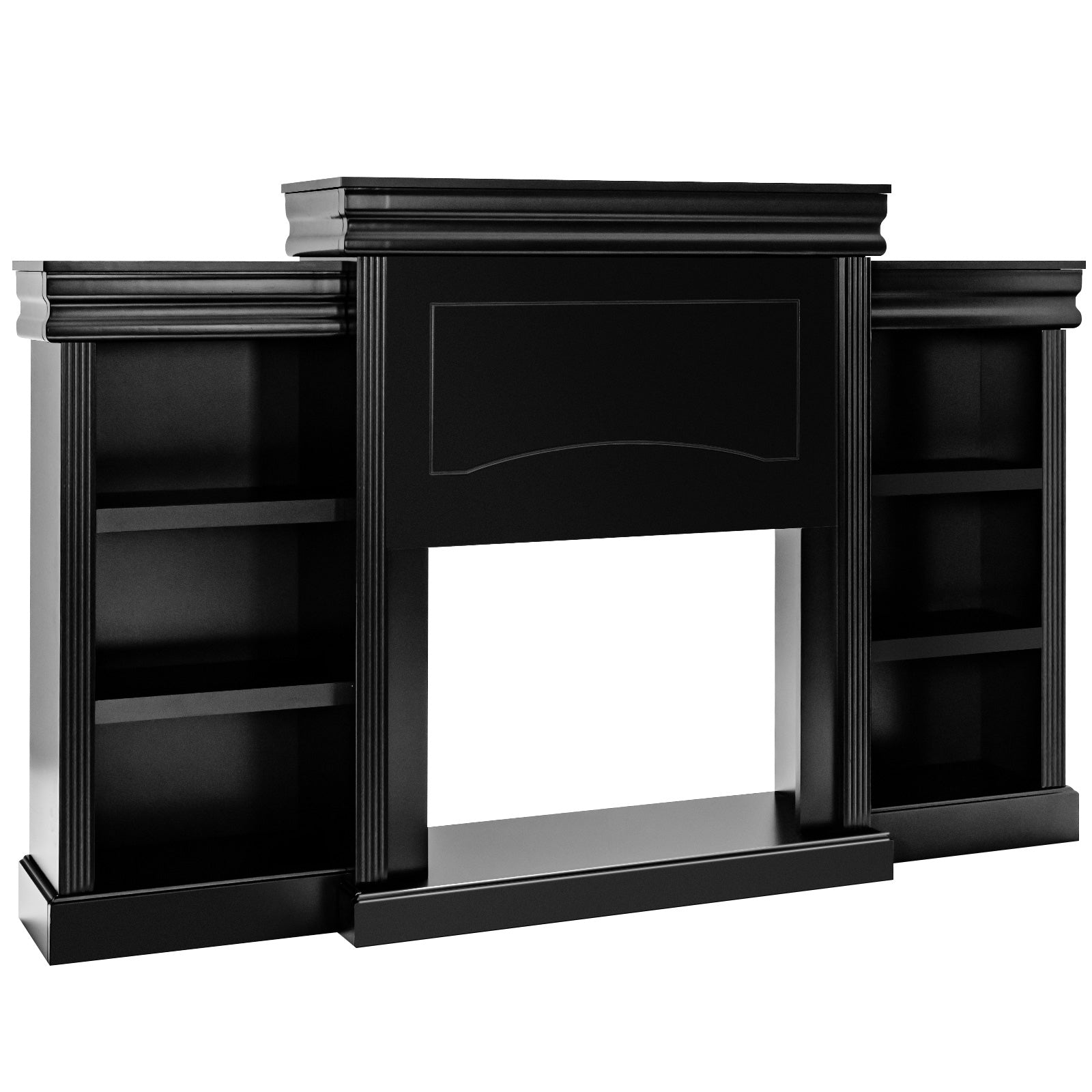 70 Inch Modern Fireplace Media Center With Bookcase, Black Entertainment Centers & TV Stands at Gallery Canada