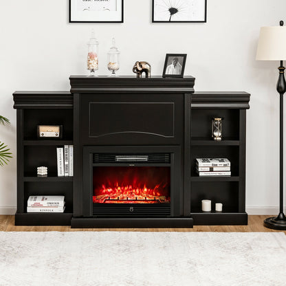 70 Inch Modern Fireplace Media Center With Bookcase, Black Entertainment Centers & TV Stands at Gallery Canada