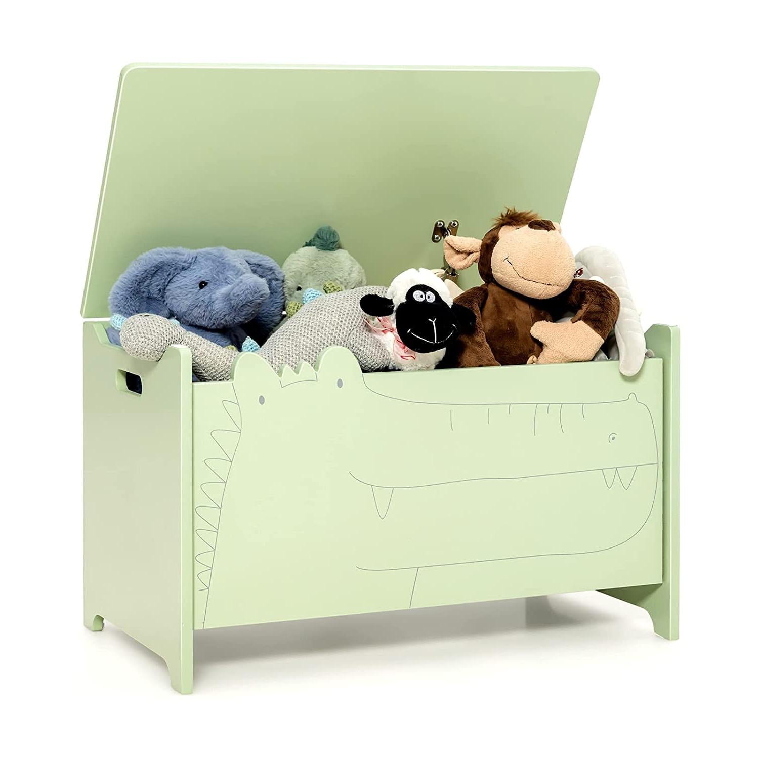 Wooden Kids Toy Box, Safety Hinge, Green Kids Storage at Gallery Canada