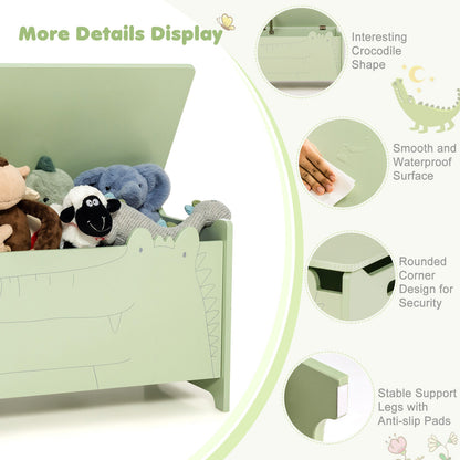 Wooden Kids Toy Box, Safety Hinge, Green Kids Storage at Gallery Canada