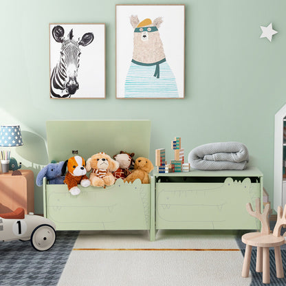 Wooden Kids Toy Box, Safety Hinge, Green Kids Storage at Gallery Canada