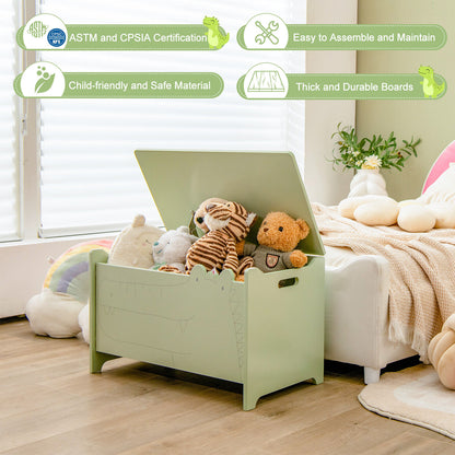 Wooden Kids Toy Box, Safety Hinge, Green Kids Storage at Gallery Canada