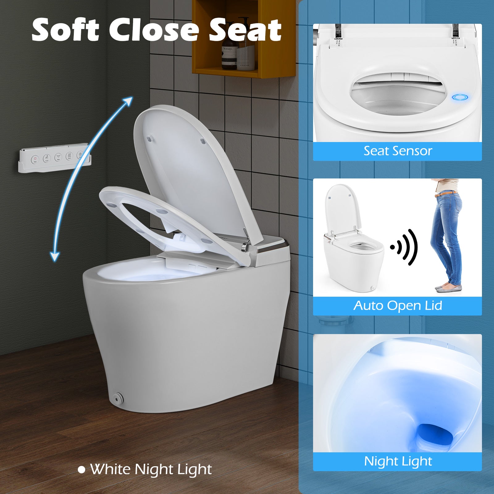 Elongated Bidet Toilet, Adjustable Heated Seat, White Toilet at Gallery Canada