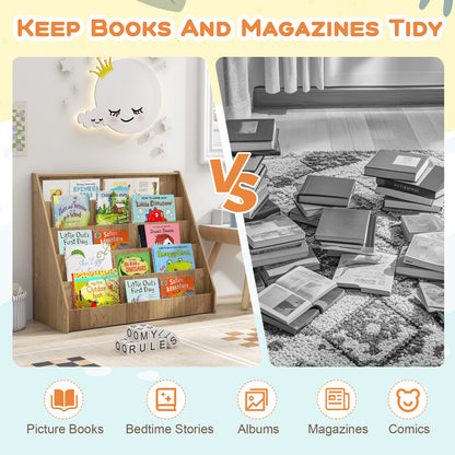 5-Tier Kids Bookshelf, Deep Compartments, Stable Baby Book Case, Natural Kids Storage at Gallery Canada