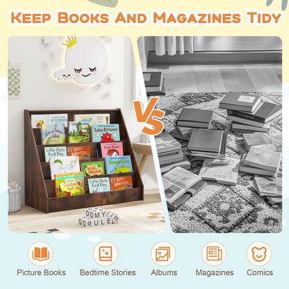 5-Tier Kids Bookshelf, Deep Compartments, Stable Book Case, Rustic Brown Kids Storage at Gallery Canada