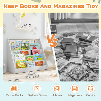5-Tier Kids Bookshelf, Deep Compartments, Stable Baby Book Case, White Kids Storage at Gallery Canada