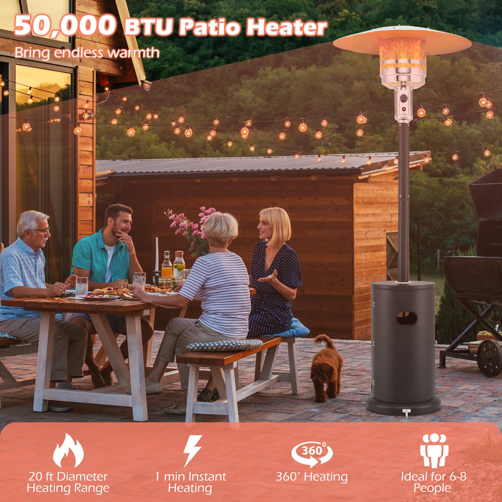50000 BTU Propane Patio Heater, Round Table Design, Black Patio Heaters at Gallery Canada
