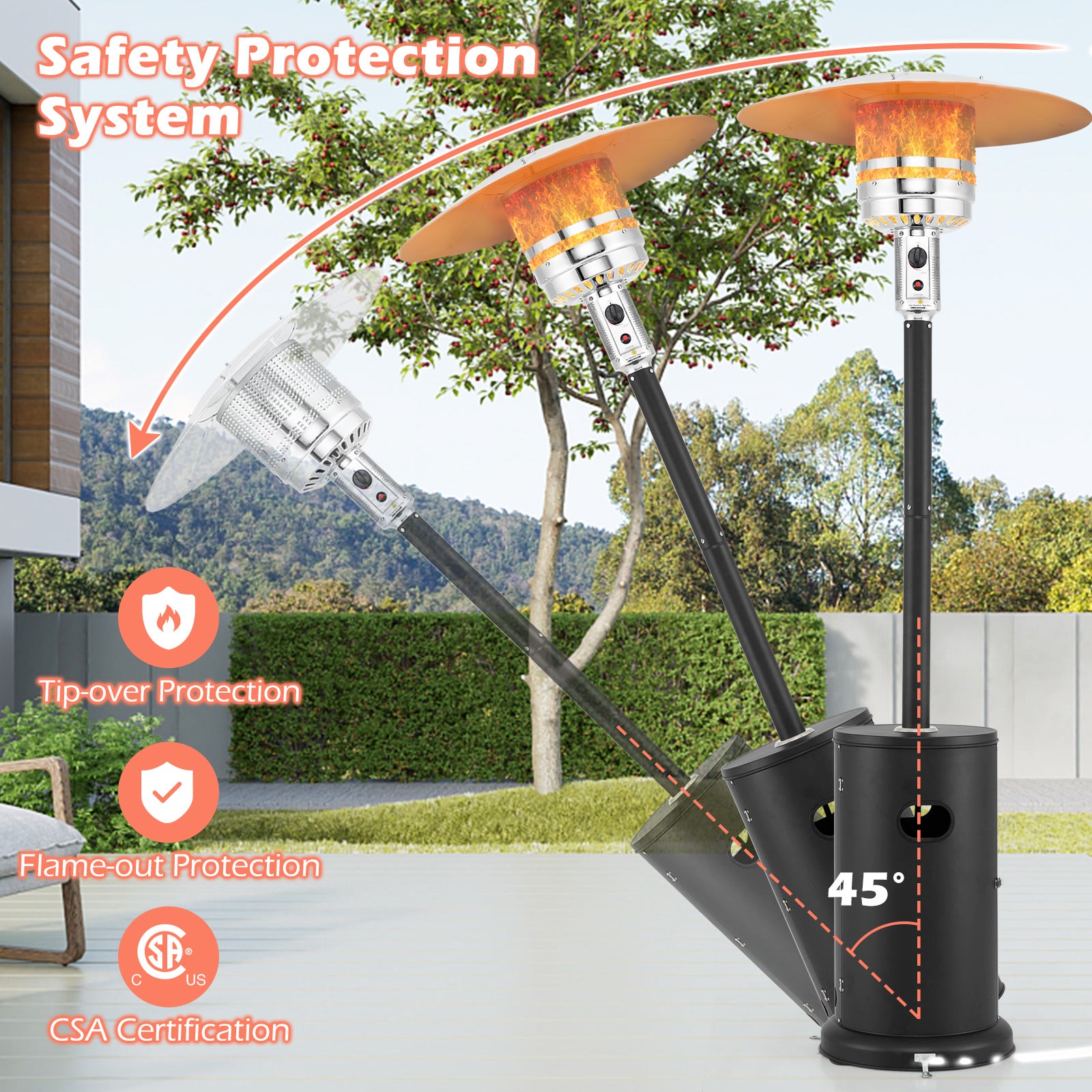 50000 BTU Propane Patio Heater, Round Table Design, Black Patio Heaters at Gallery Canada