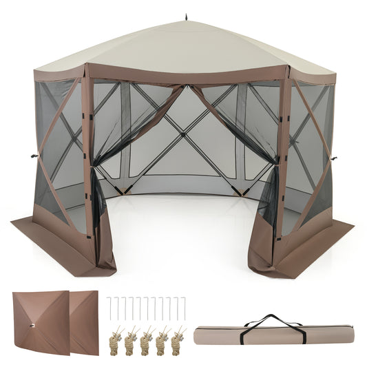 Pop-up Gazebo 6-sided Instant Setup Screen House Hub Tent with Mesh Netting Walls, Coffee Tents Coffee at Gallery Canada
