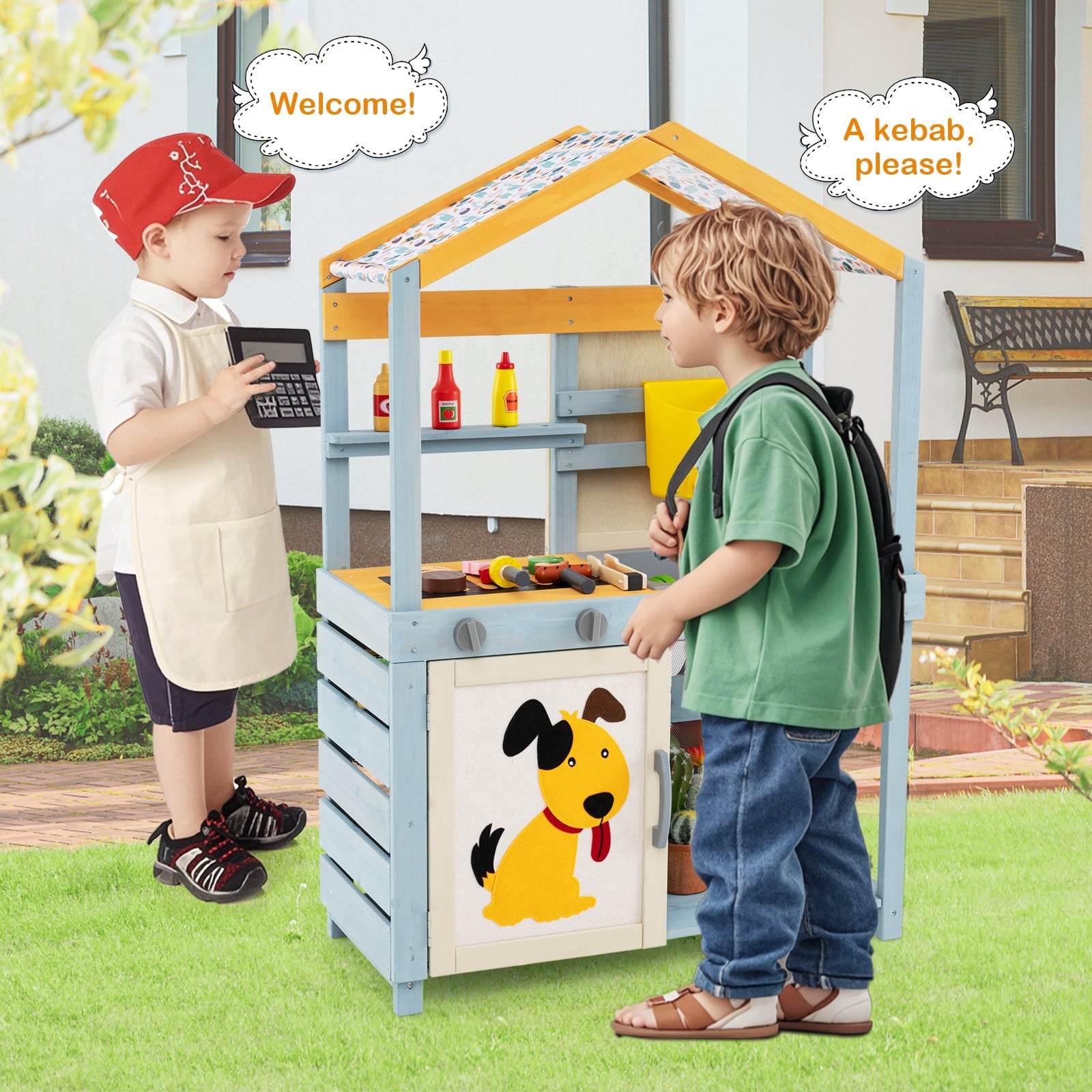 2 In 1 Wooden Mud Kitchen, Removable Water Box, Gray Play Kitchen Sets at Gallery Canada