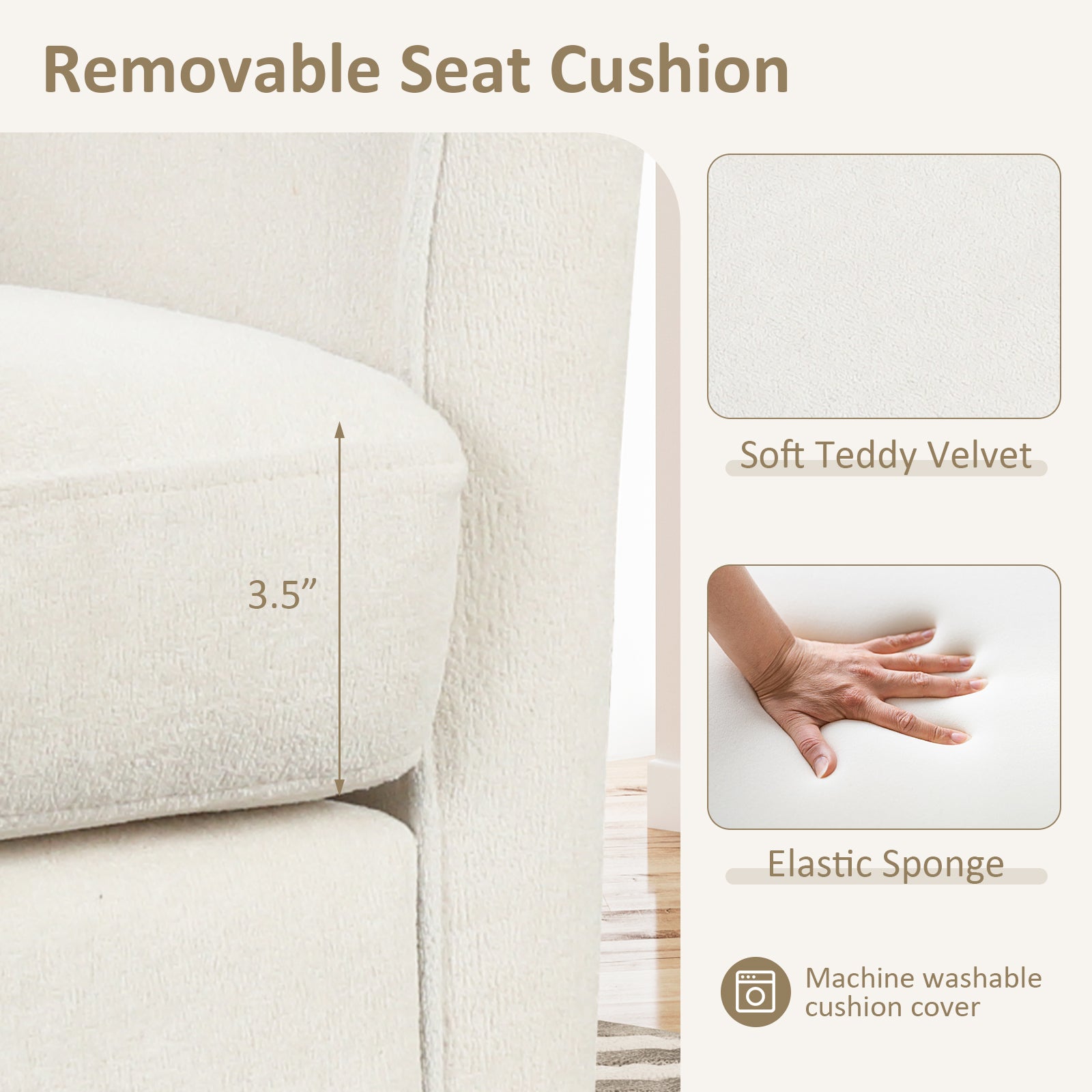 Teddy Velvet Club Barrel Chair With Ottoman, Beige Ottomans at Gallery Canada
