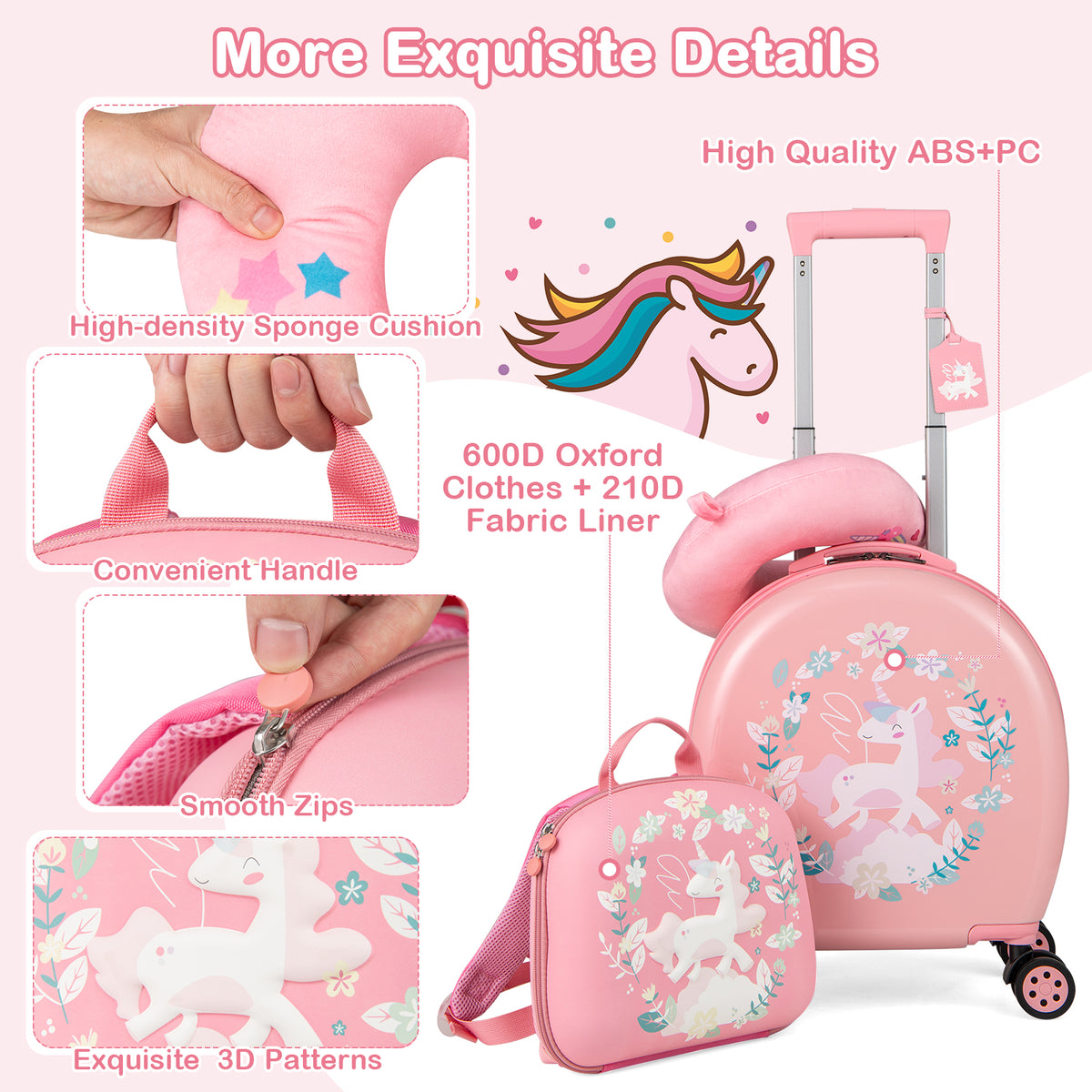 Kids Luggage Set, 14 Inches Hardside Spinner, 10 Inches Backpack, Pink Kids Luggage at Gallery Canada