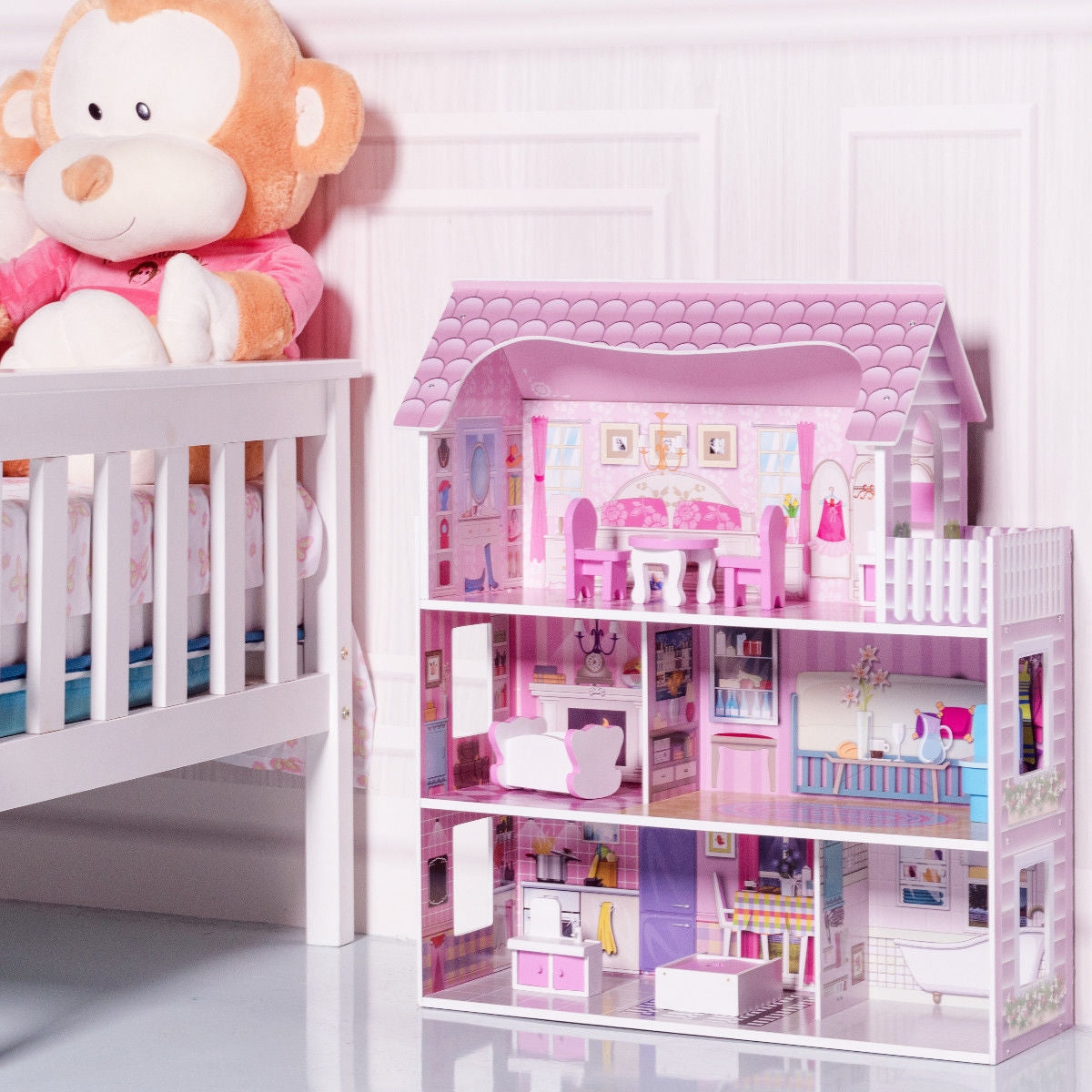 28 Inch Dollhouse With Furniture, Pink Play Tents & Playhouse at Gallery Canada