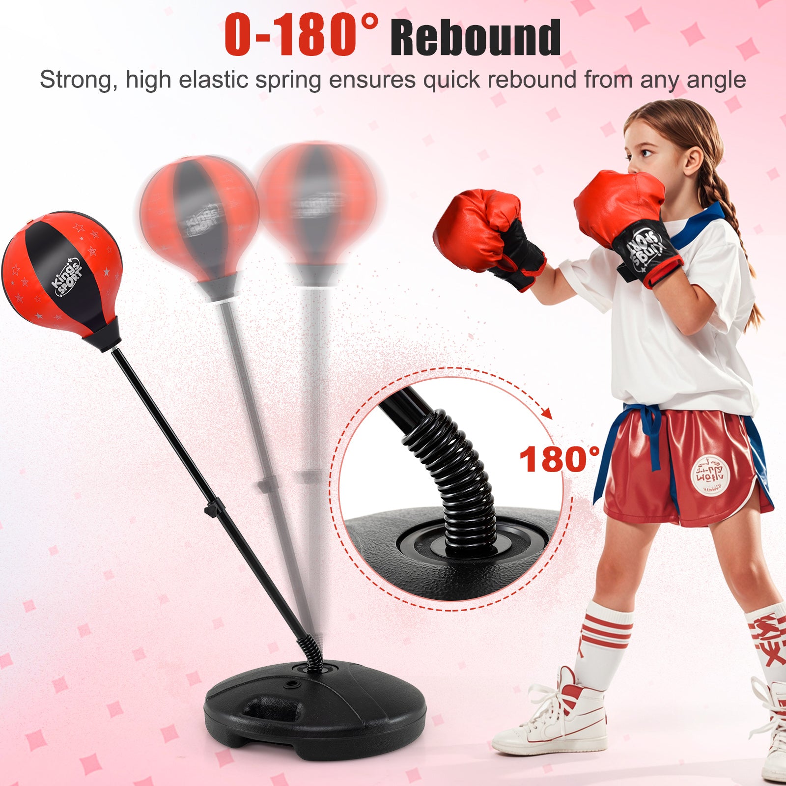 Kids Adjustable Punching Bag Set With Boxing Glove, Black, Red Boxing & Martial Arts at Gallery Canada