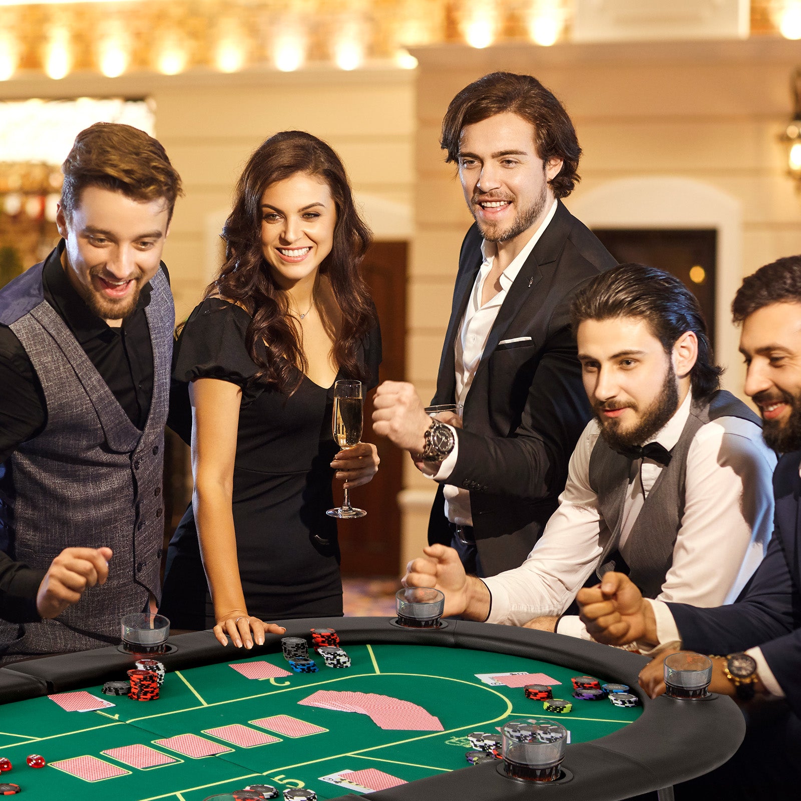 72 x 36 x 30.5 Inch Foldable Poker Table, 8 Cup Holders, Green Game Room at Gallery Canada