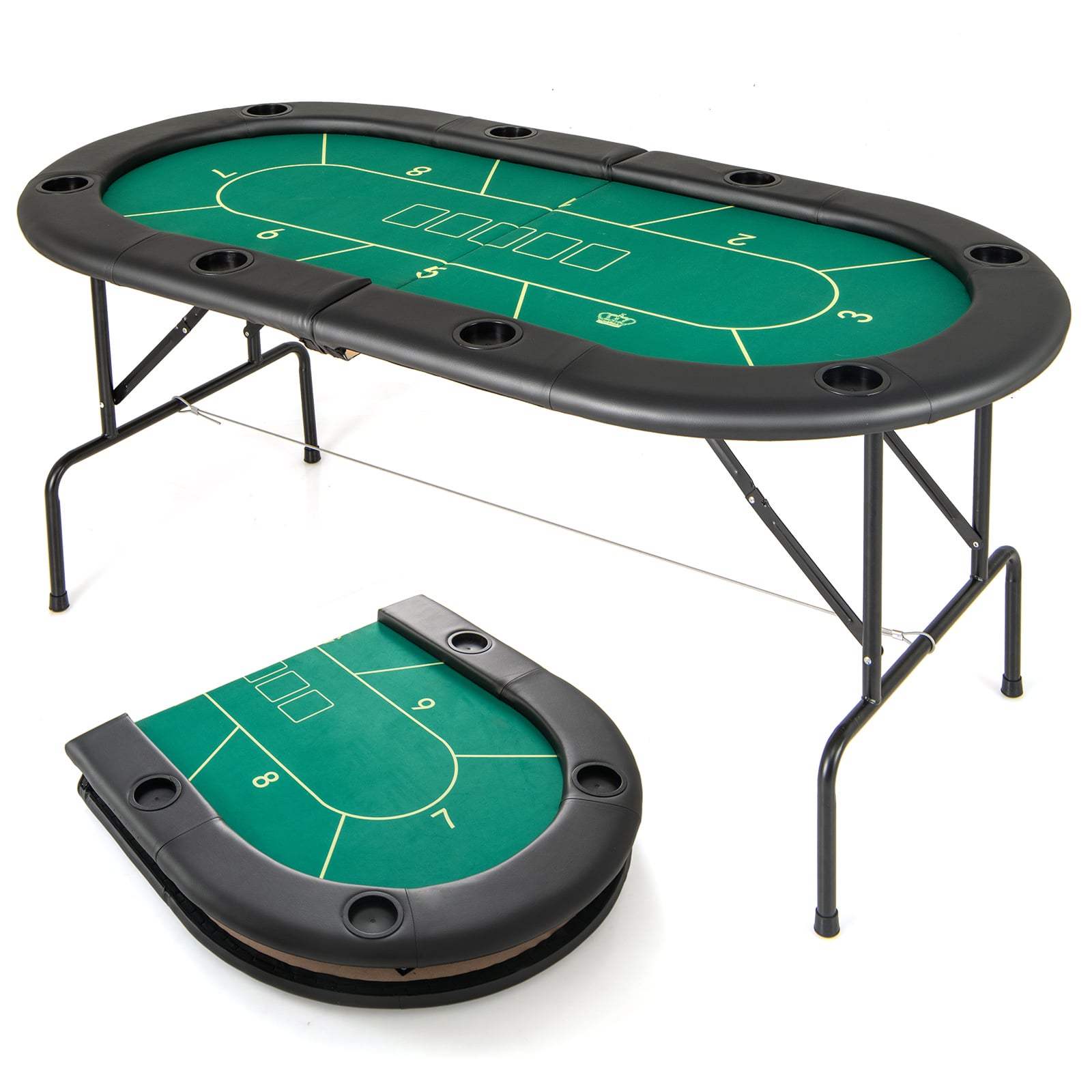 72 x 36 x 30.5 Inch Foldable Poker Table, 8 Cup Holders, Green Game Room at Gallery Canada
