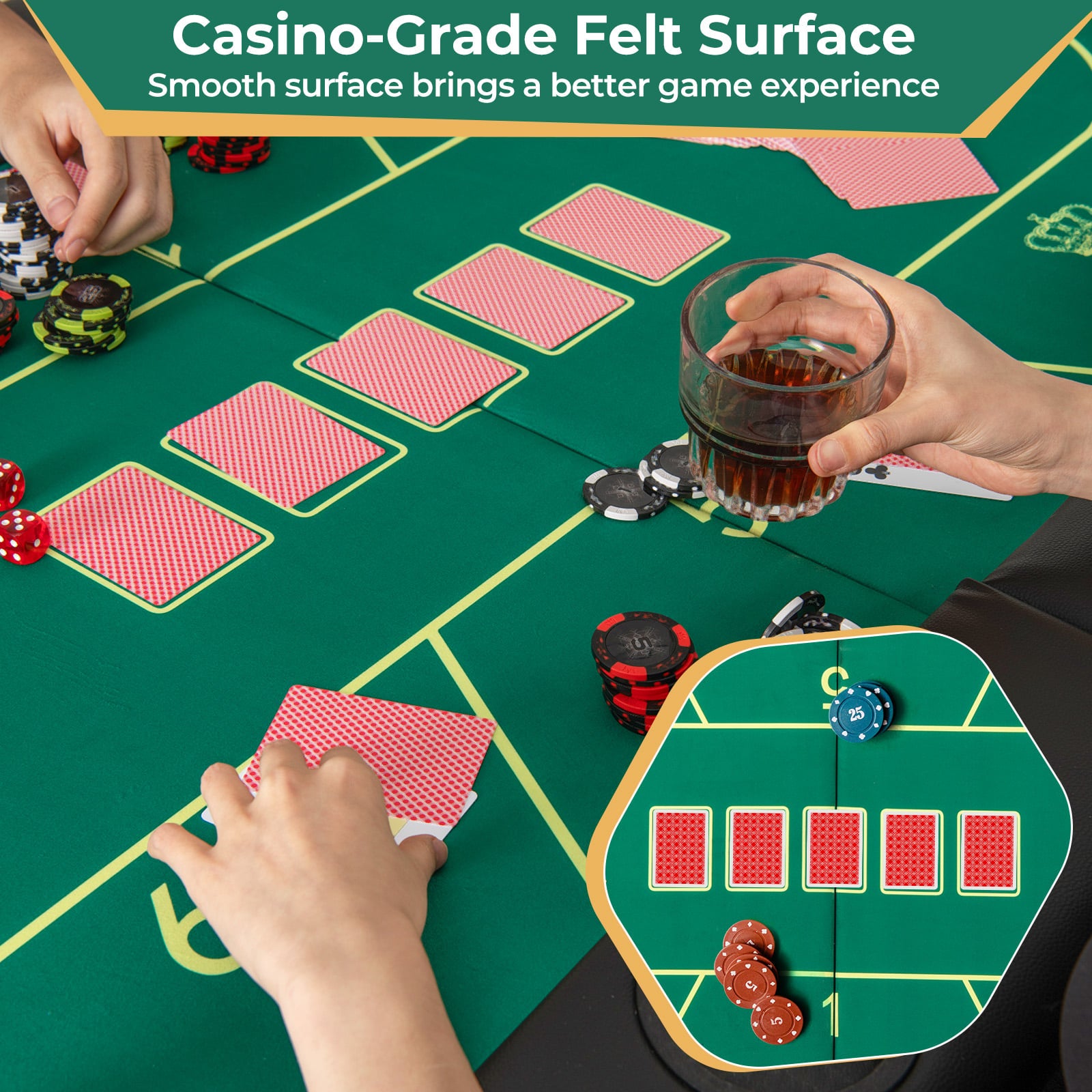 72 x 36 x 30.5 Inch Foldable Poker Table, 8 Cup Holders, Green Game Room at Gallery Canada