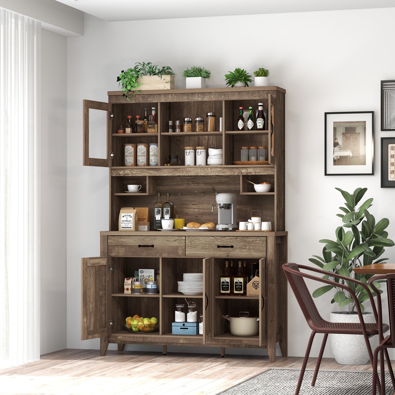 Freestanding Kitchen Hutch Cabinet, Microwave Countertop, Brown Sideboards Cabinets & Buffets at Gallery Canada