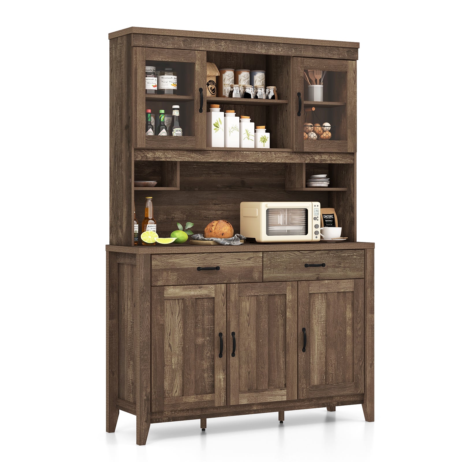 Freestanding Kitchen Hutch Cabinet, Microwave Countertop, Brown Sideboards Cabinets & Buffets at Gallery Canada