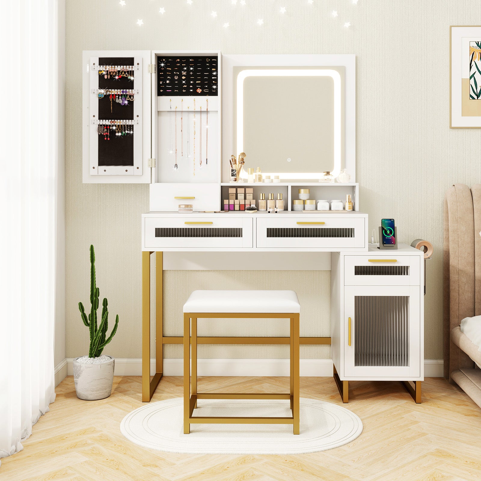 Makeup Vanity Desk With Lighted Mirror, White Makeup Vanities at Gallery Canada