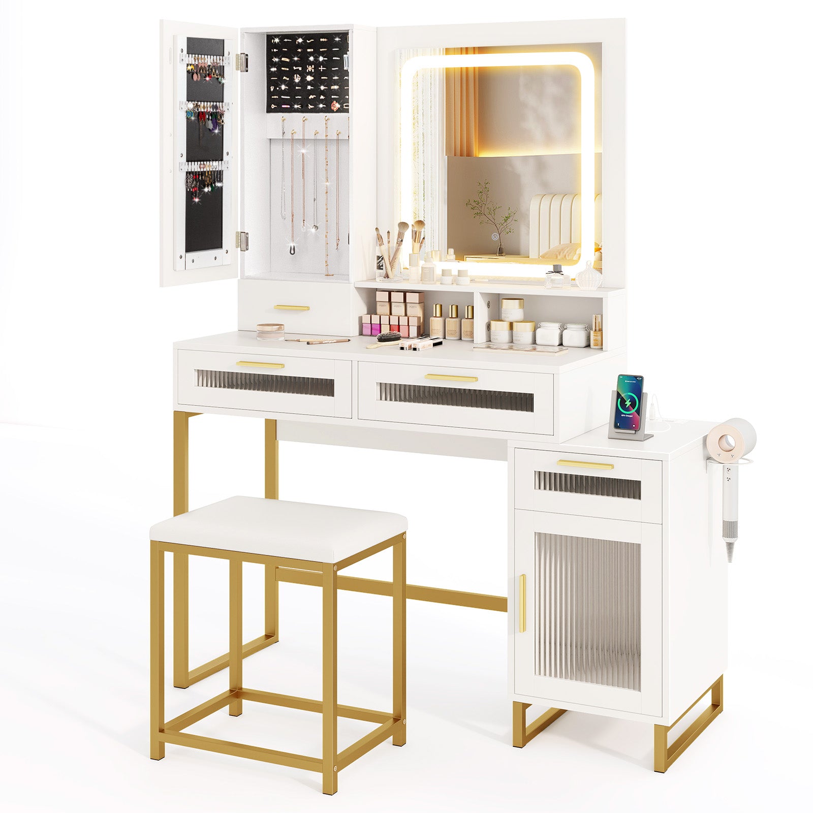 Makeup Vanity Desk With Lighted Mirror, White Makeup Vanities at Gallery Canada