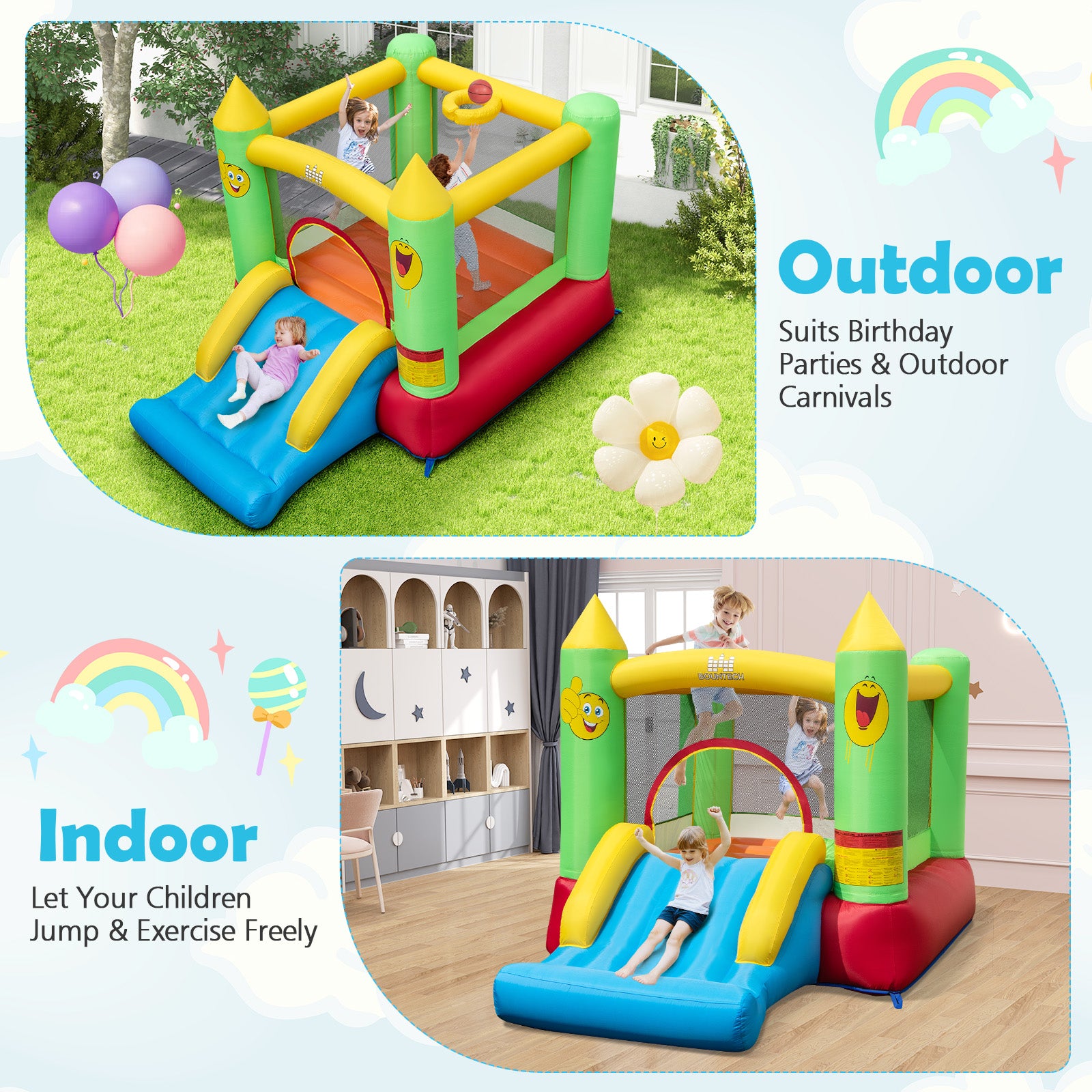Inflatable Bounce House With Slide, Multicolor Bounce House at Gallery Canada