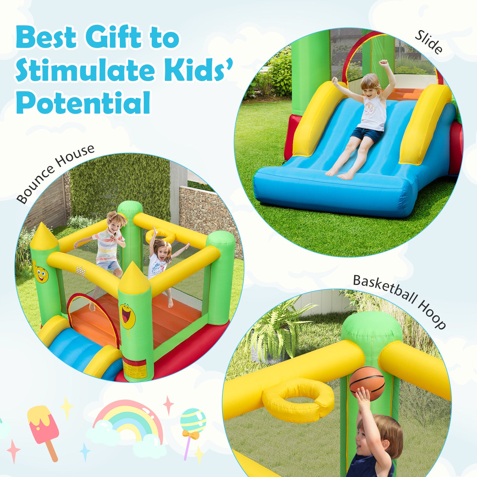 Inflatable Bounce House With Slide, Multicolor Bounce House at Gallery Canada