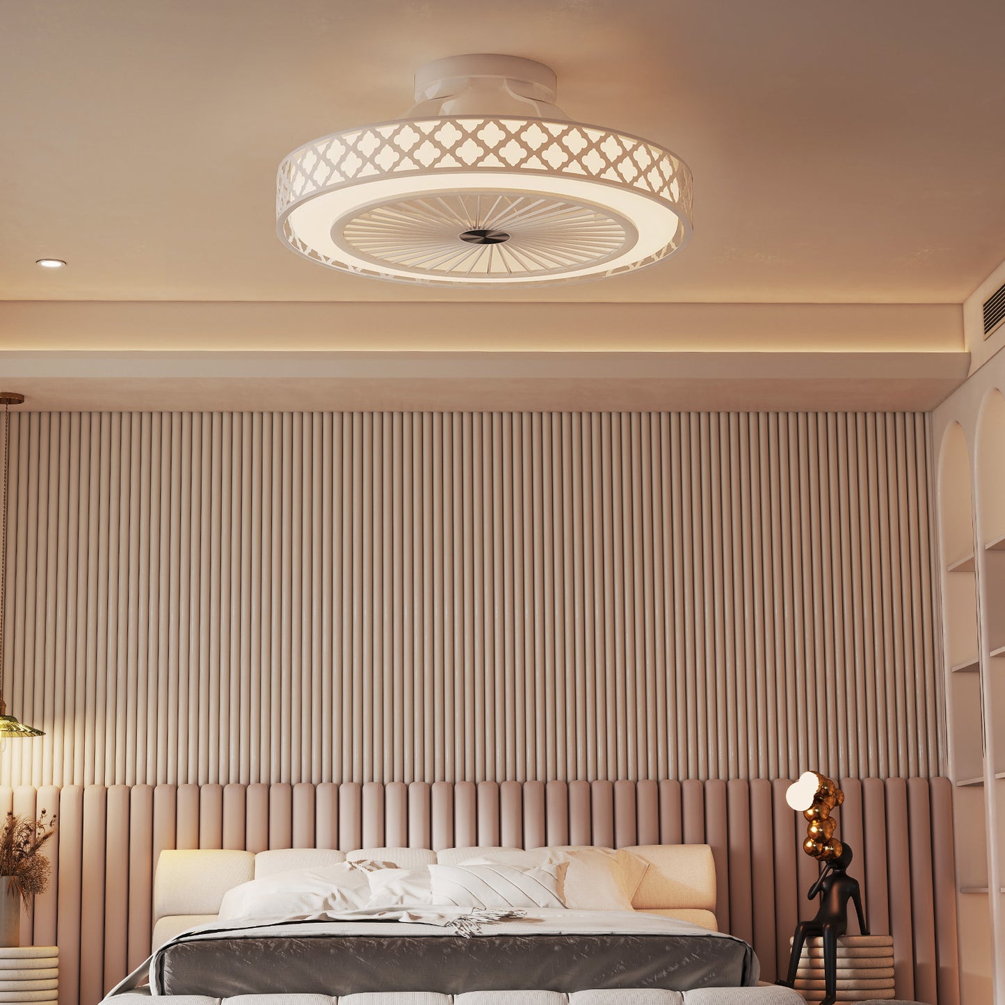 19 Inch Low Profile Flush Mount Ceiling Fan With Light, White Ceiling Fans at Gallery Canada