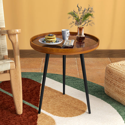 20 Inch Round End Table, Sea Shell Epoxy Resin Finish, Brown End & Side Tables at Gallery Canada