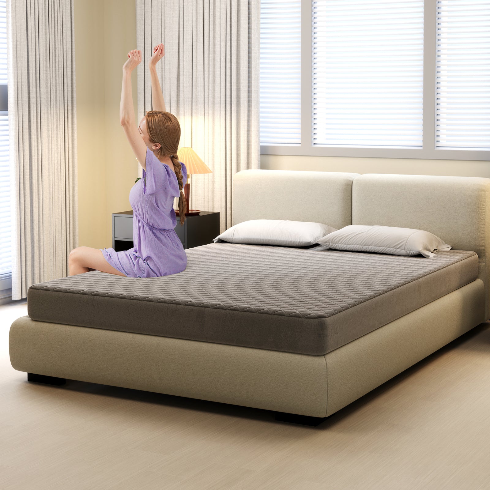 Queen Size Velvet Mattress Topper, Gray Mattresses at Gallery Canada