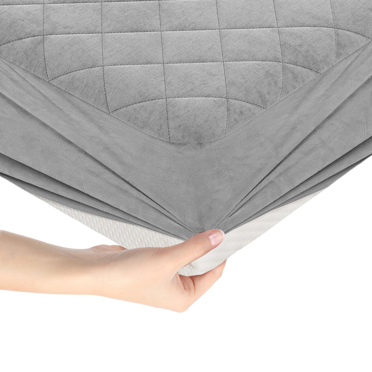 Protège-matelas pour lit simple, surmatelas en velours doux de luxe, gris