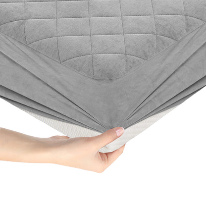 Protège-matelas pour lit simple, surmatelas en velours doux de luxe, gris