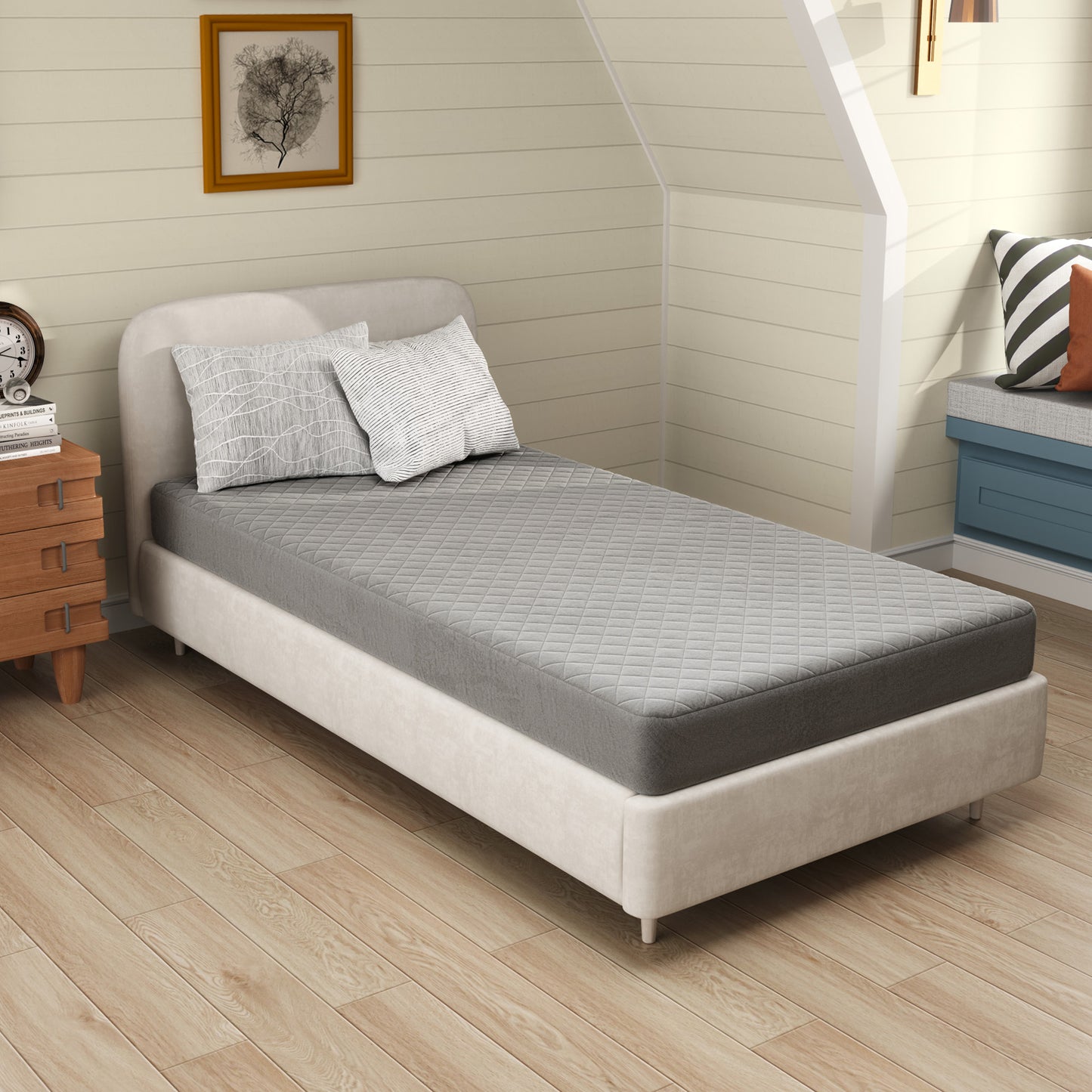 Protège-matelas pour lit simple, surmatelas en velours doux de luxe, gris