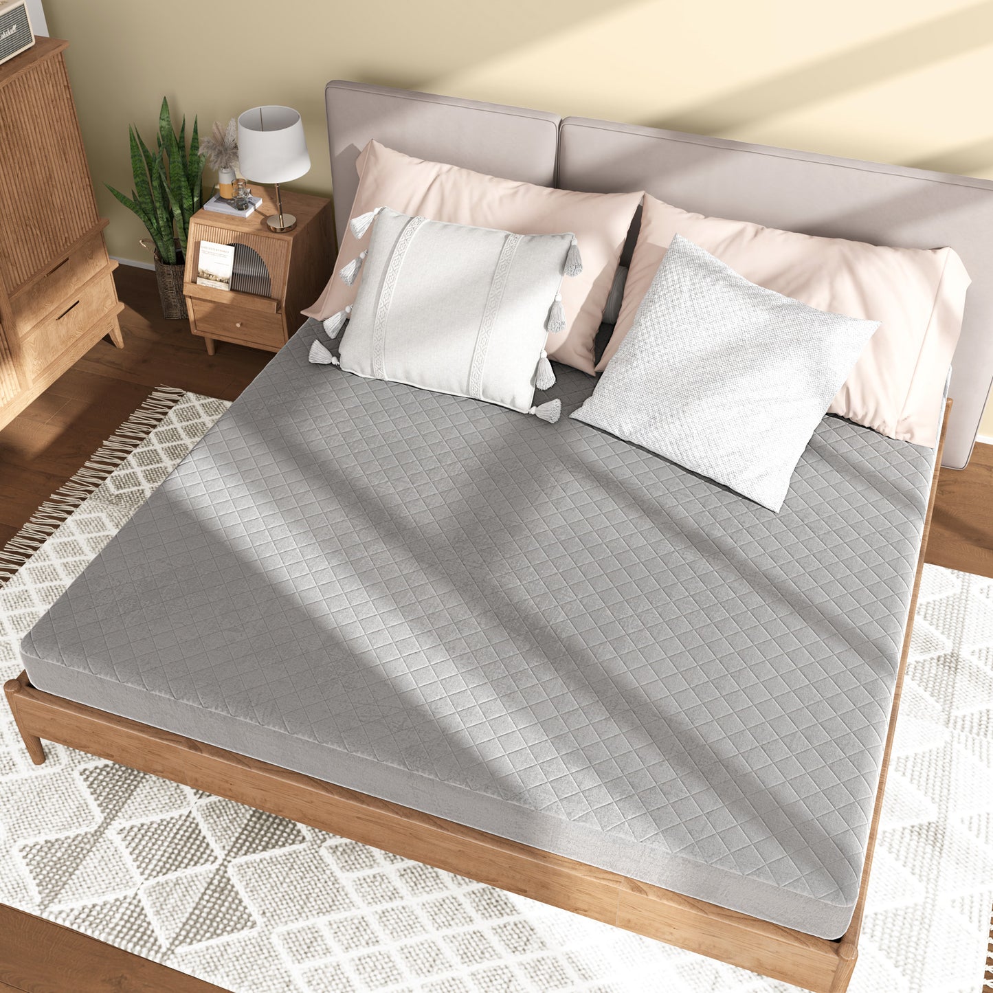 Protège-matelas taille King, surmatelas en velours de luxe, gris