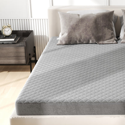 Protège-matelas taille King, surmatelas en velours de luxe, gris