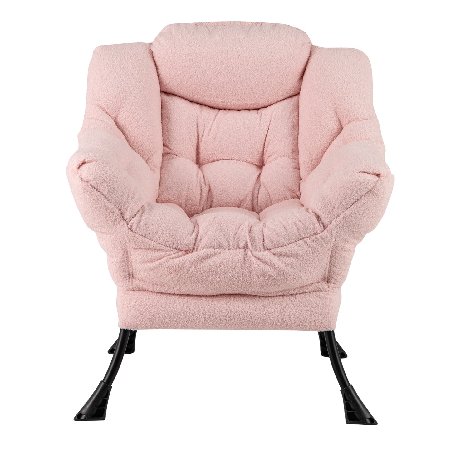 Sherpa Upholstered Accent Chair, Cozy Head Pillow, Pink