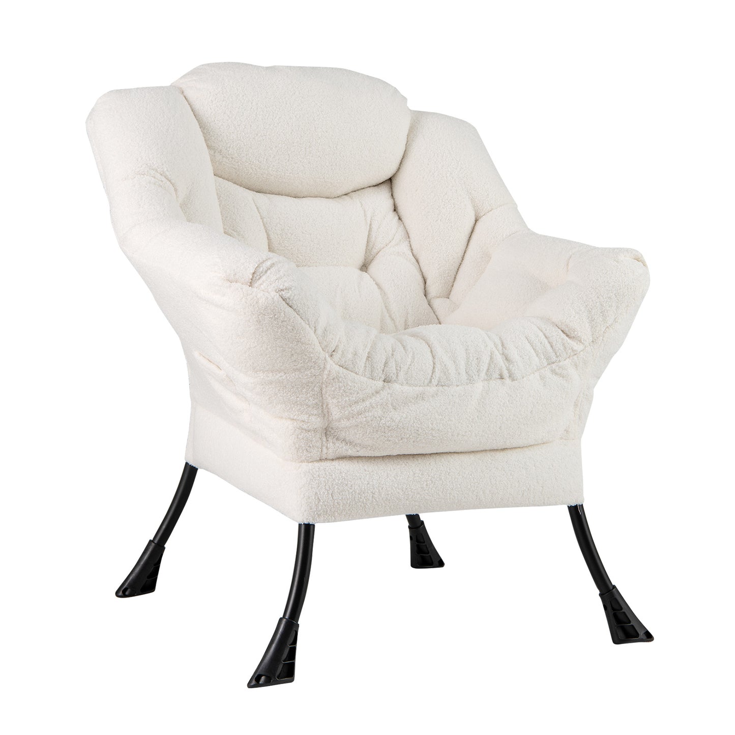Fauteuil d'appoint rembourré Sherpa avec oreiller de tête confortable, beige