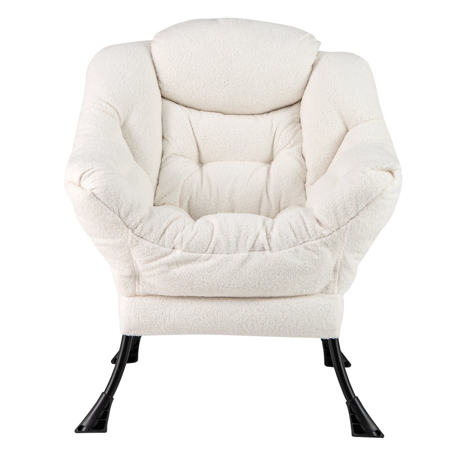 Fauteuil d'appoint rembourré Sherpa avec oreiller de tête confortable, beige