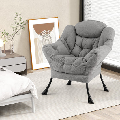 Fauteuil d'appoint rembourré Sherpa avec coussin de tête confortable, gris