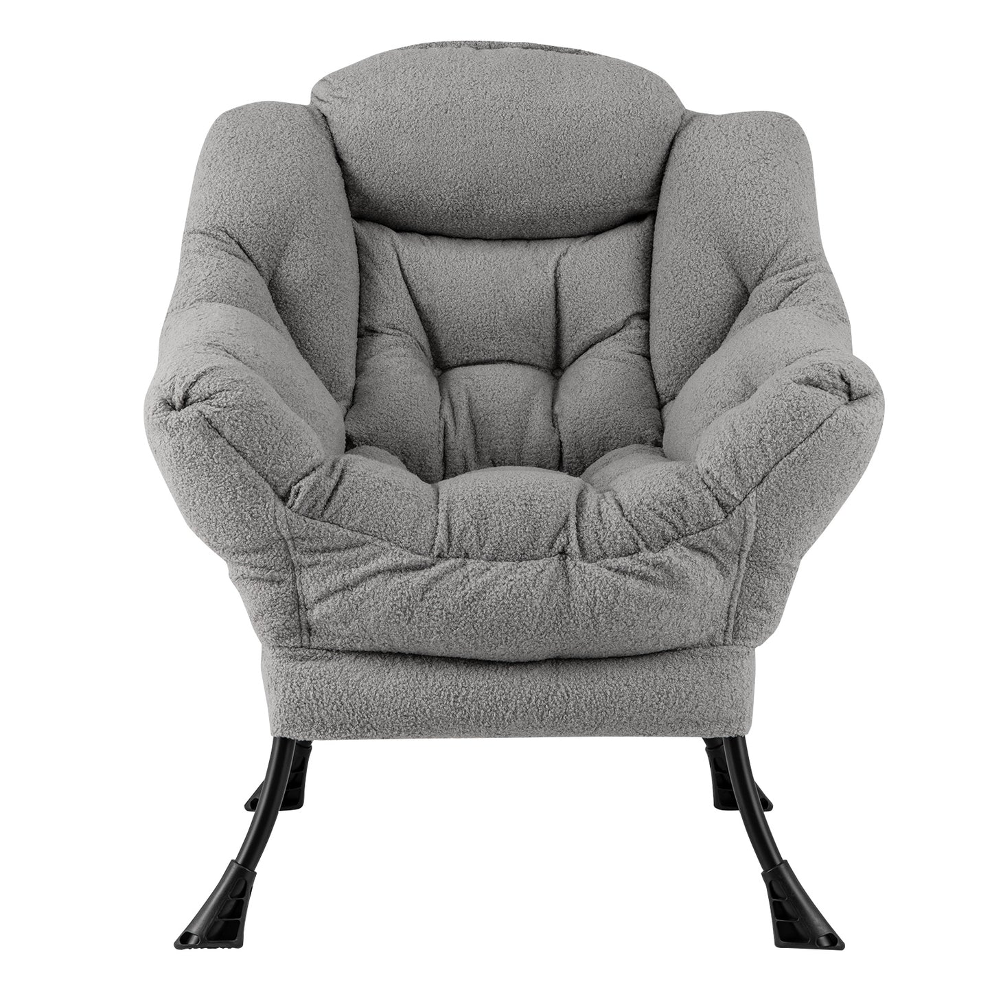 Fauteuil d'appoint rembourré Sherpa avec coussin de tête confortable, gris