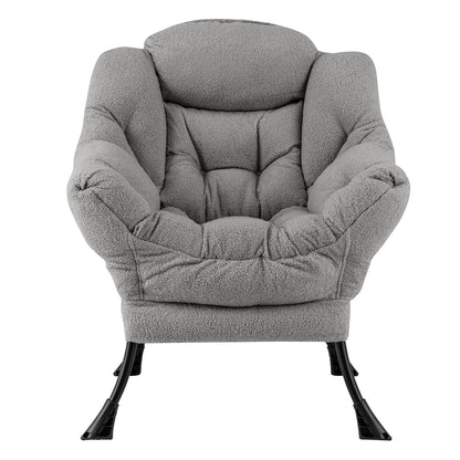 Fauteuil d'appoint rembourré Sherpa avec coussin de tête confortable, gris