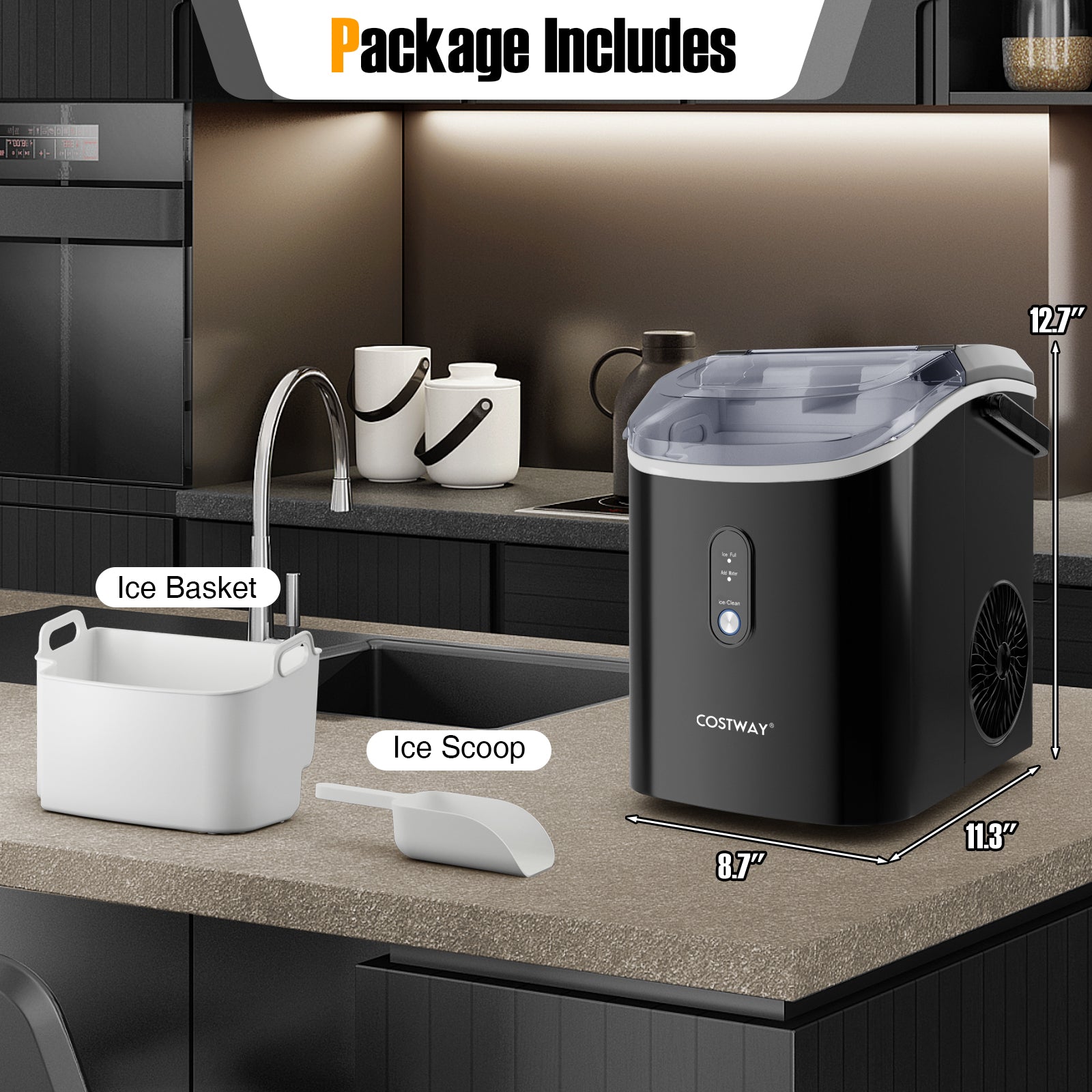 Countertop Ice Maker, Soft Chewable Pellet Ice, Black Ice Makers at Gallery Canada
