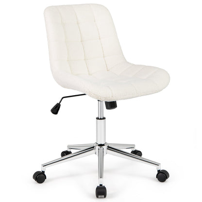 Teddy Fleece Armless Office Chair, White Armless Chairs at Gallery Canada
