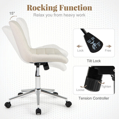 Teddy Fleece Armless Office Chair, White Armless Chairs at Gallery Canada