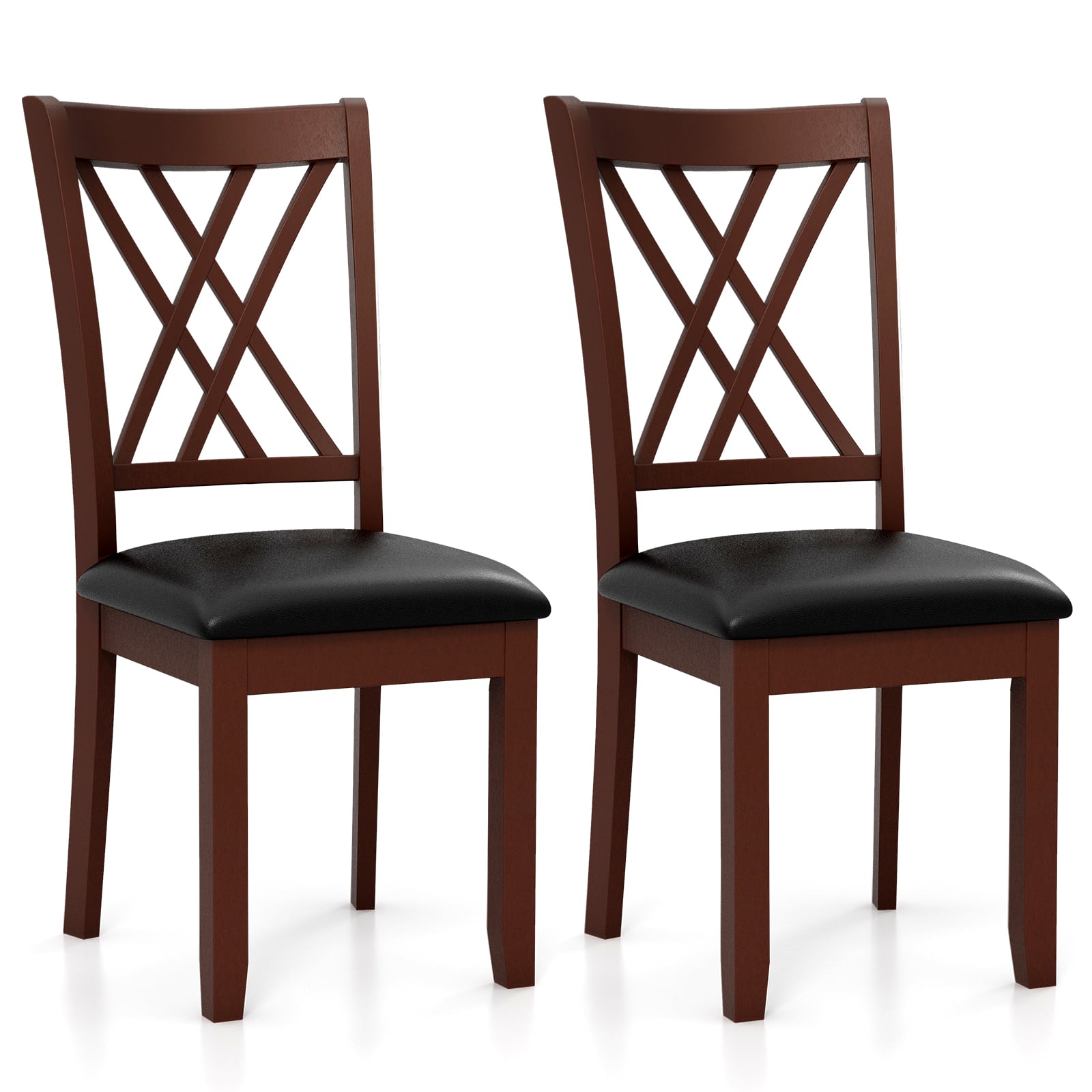 Set Of 2 Dining Chairs, With Backrest And Padded Seat, Brown Dining Chairs at Gallery Canada