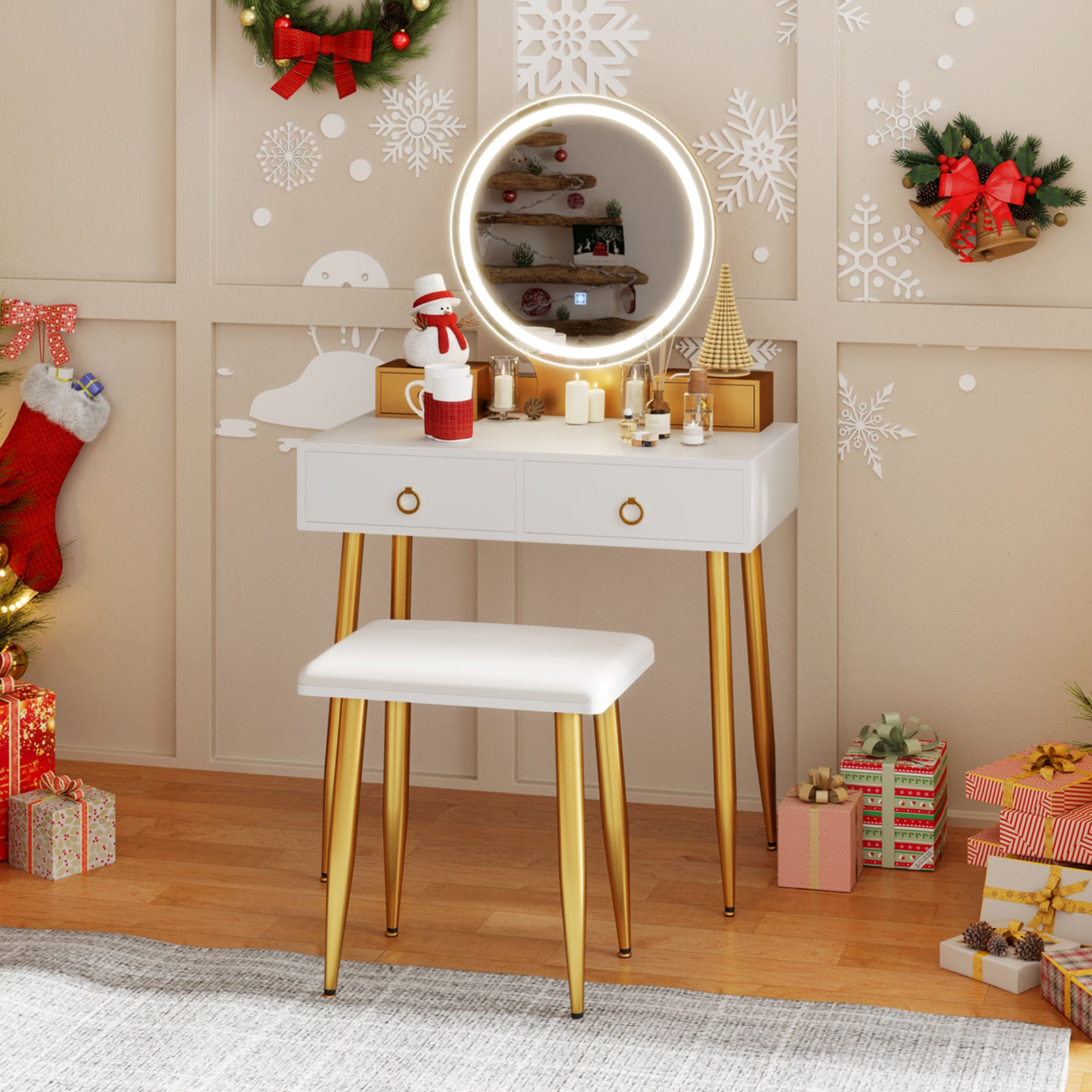 Vanity Table Set With Mirror, White Makeup Vanities at Gallery Canada