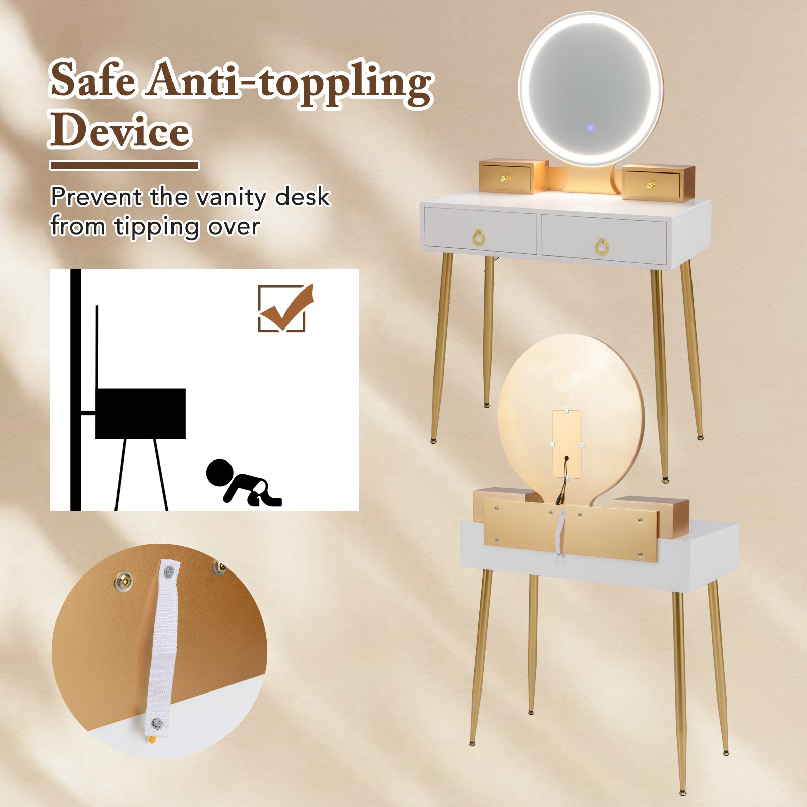 Vanity Table Set With Mirror, White Makeup Vanities at Gallery Canada
