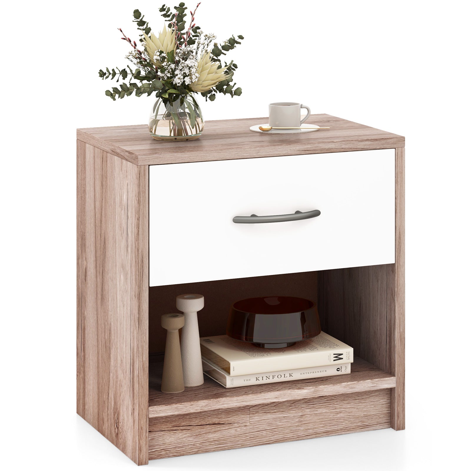 Nightstand With Drawer And Shelf, Oak Nightstands at Gallery Canada