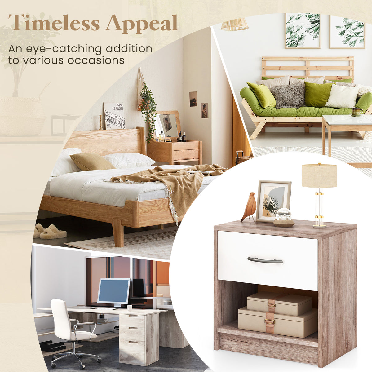 Nightstand With Drawer And Shelf, Oak Nightstands at Gallery Canada